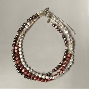 Triple Strand Colored Freshwater Pearl Necklace